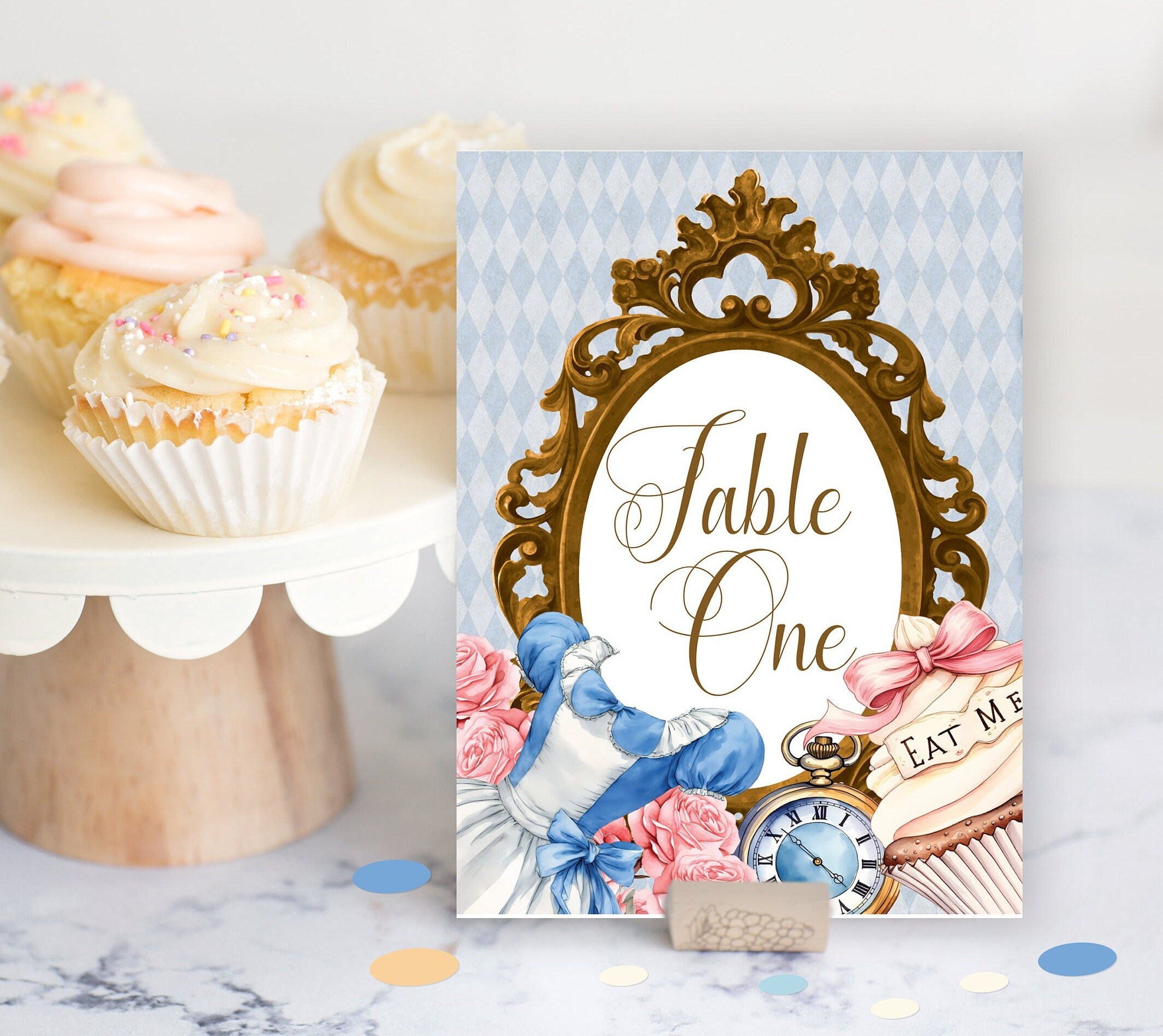 Editable Wonderland Table Number Template, INSTANT Download, DIY, Printable table Number, Garden Mad Tea Party Printable Template Corjl 374
