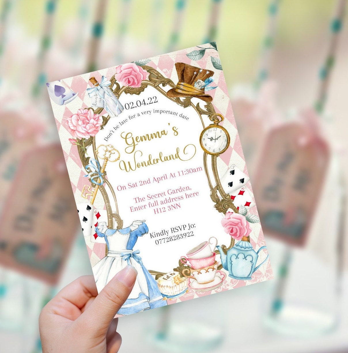 Alice in Wonderland Inspired Birthday Invitation Printable · Just