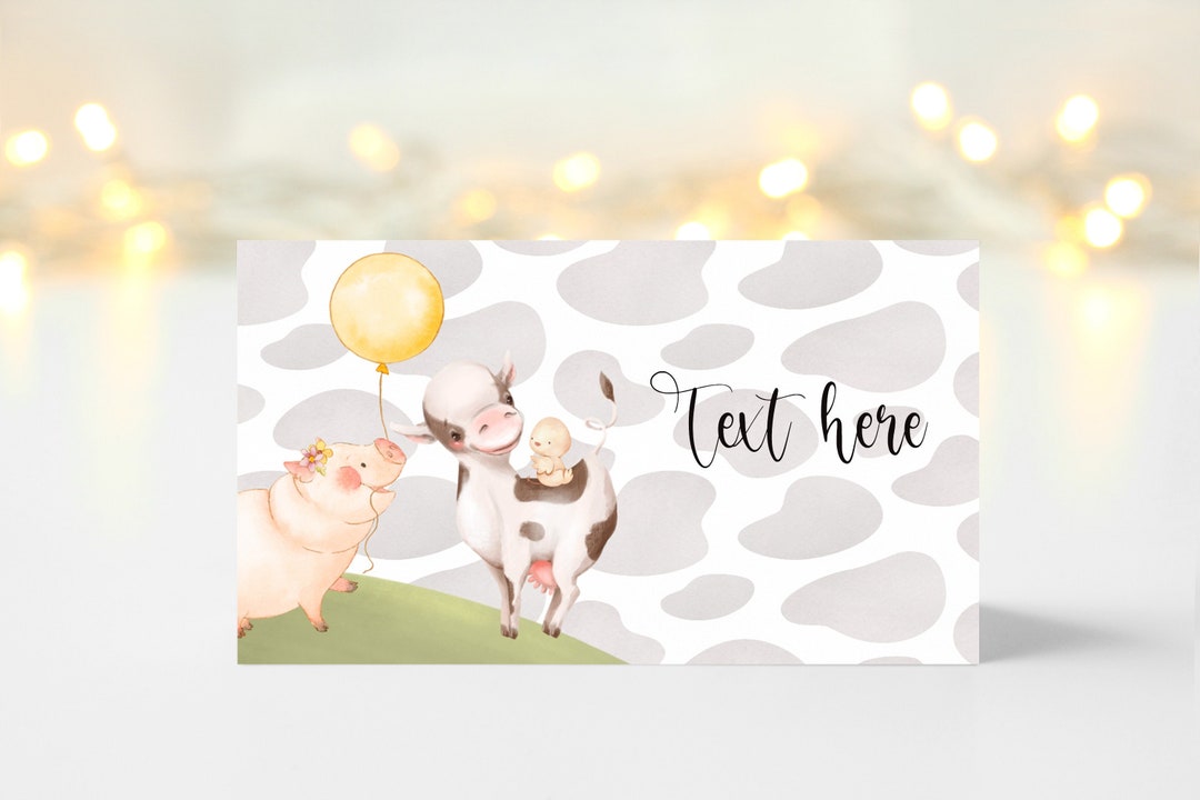 Editable Farm Animals Food Labels Farm Birthday Place Card Digital Tent