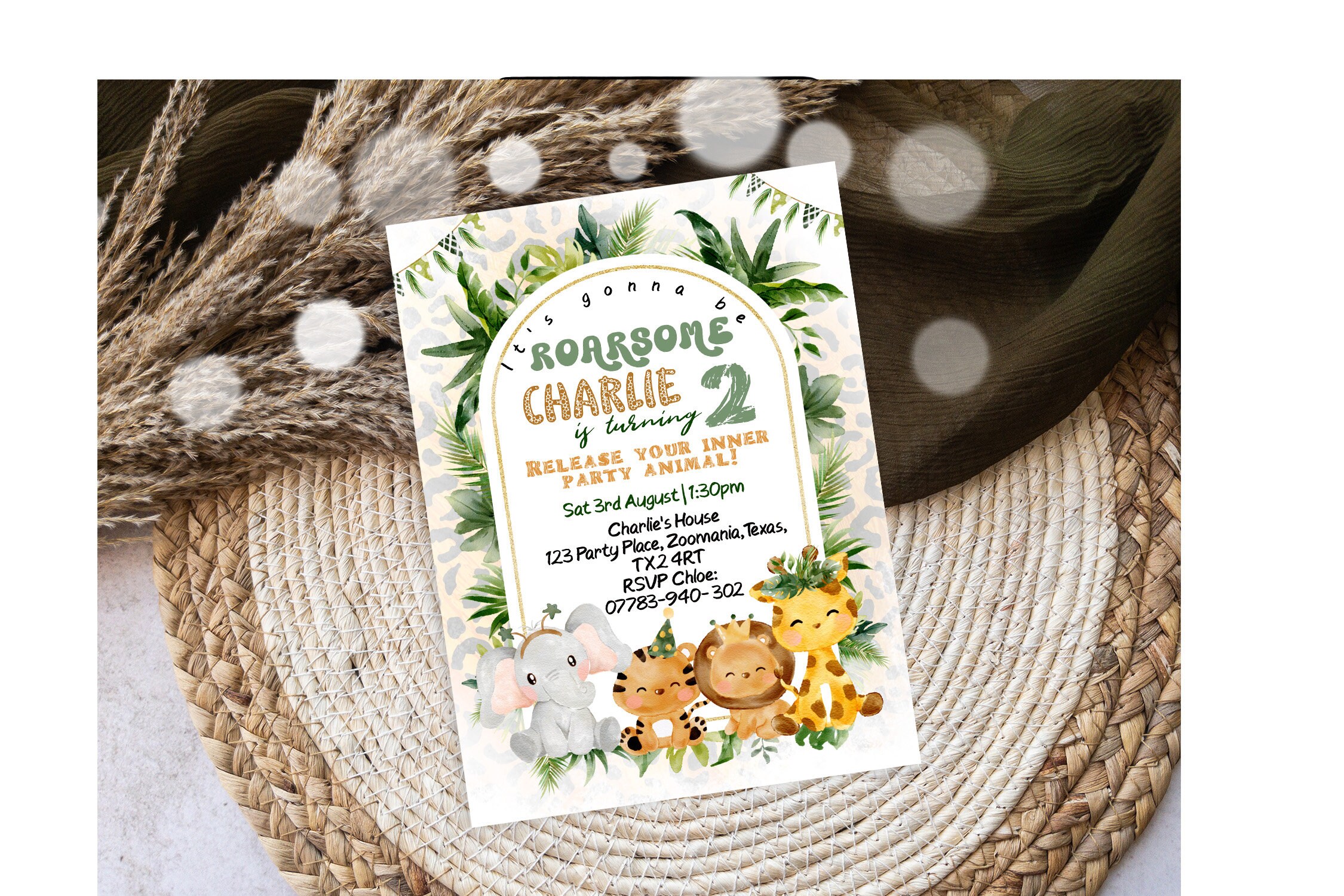 Editable Wild Party Animals Invitation, Party Animals Invite, Wild ...