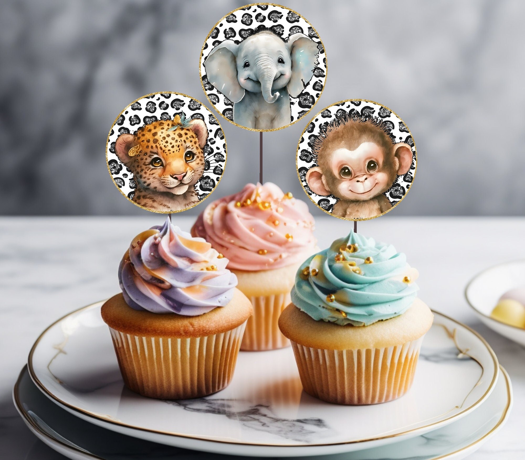 Printable Wild Animals Cake Toppers Baby Shower Birthday - Etsy