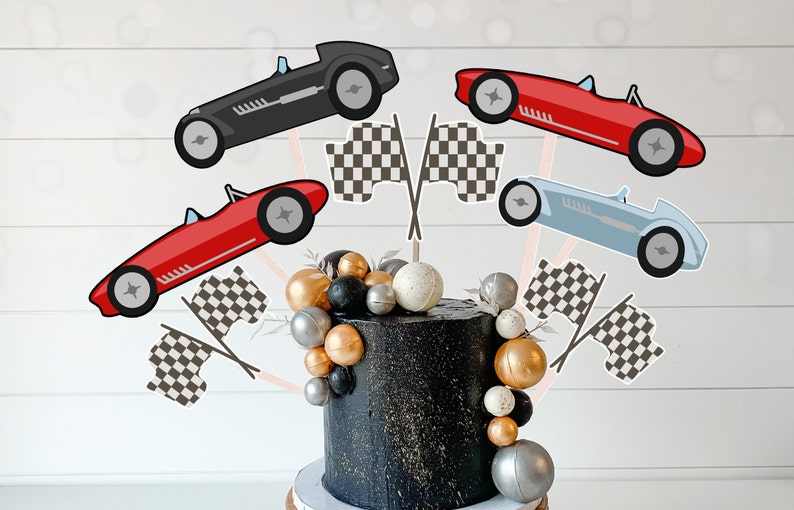 Printable Race Car Cake Topper Party Favor Boys Birthday Party Etsy