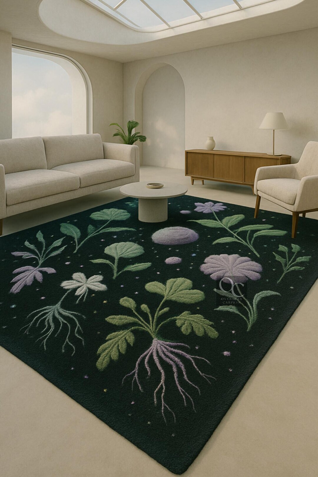 Hand-tufted Wool Floral Rug 8x10: Modern Living Room Carpet - Etsy