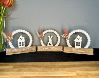 Decorative display | Spring | Easter | home | Dekoring | Raysin | Keraflott | Dried flowers | Light house | Rabbit | Decoration | Wooden display