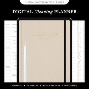 Digital Cleaning Planner, Hyperlinked Cleaning Checklist Planner, GoodNotes & Notability iPad Planner, Digital Cleaning Schedule Template