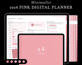 Dark Mode 2024 Digital Planner, Minimalist Daily Weekly Monthly Planner ...