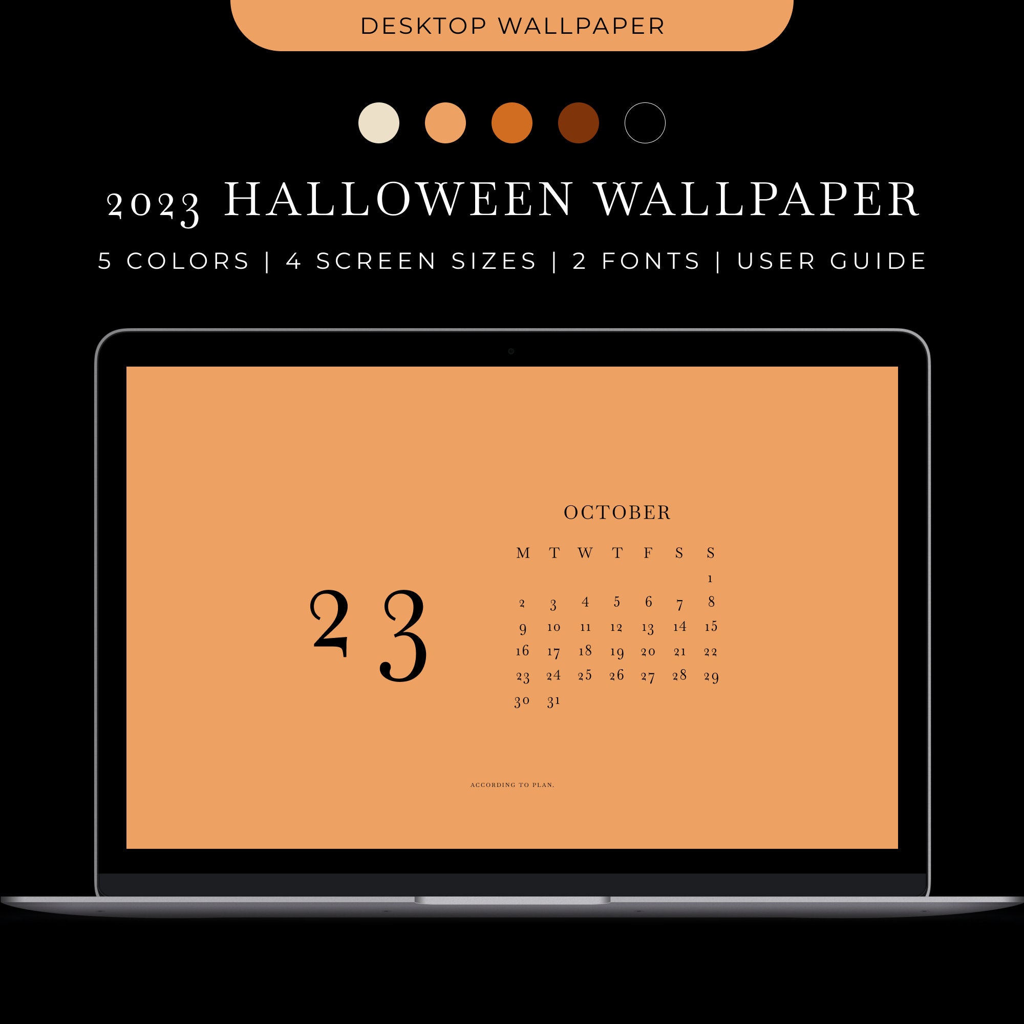 Halloween 2023 Desktop Wallpaper With October Monthly Calendar, Month