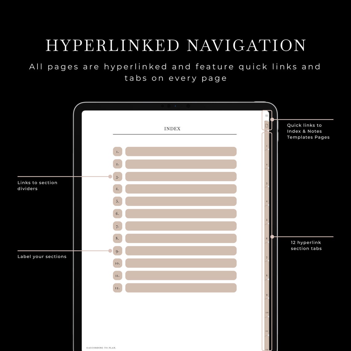 Digital Notebook, Hyperlinked Notebook With Tabs, Goodnotes Notebook ...