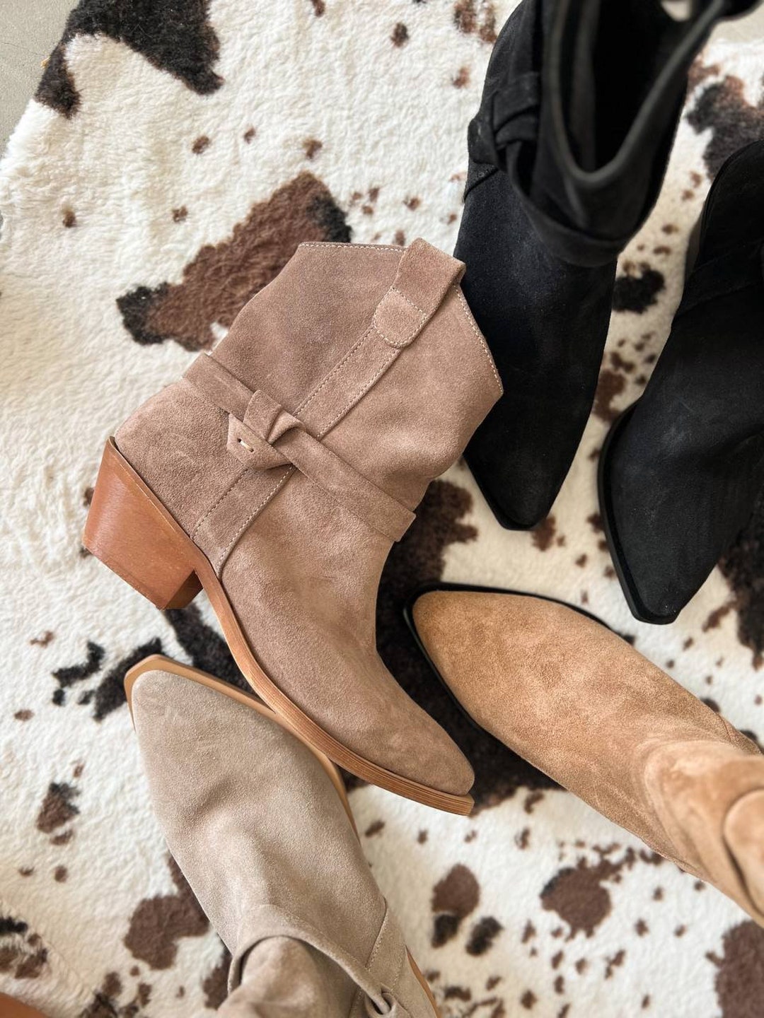 genuine leather ankle boots womens