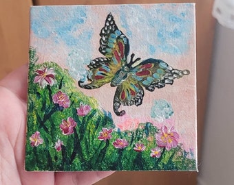 Original miniature acrylic painting "just spring"