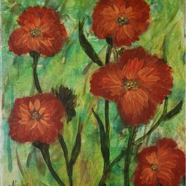 Peinture originale acrylique " coquelicots "