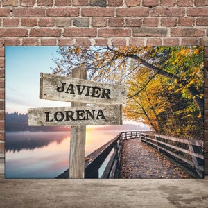 Nombres del cartel familiar personalizado para pareja o familia - Cumpleaños, Navidad, Regalo de boda - Decoración de la pared - 2 a 6 nombres