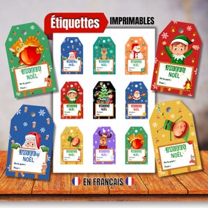 Étiquettes cadeaux de Noël à imprimer, découper et coller / 18 étiquettes prénom / Pdf téléchargement immédiat Format A4 Motif Fête de Noël
