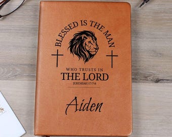 Personalized Christian Vegan Leather Journal for Men, Bible Study Gift
