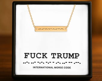 Morse Code 18k Gold Plated Necklace: Hidden Message Political Gift