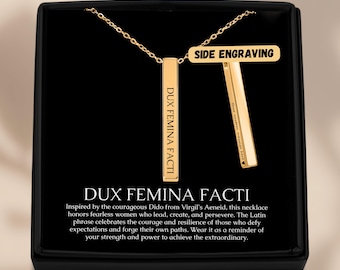 Dux Femina Facti Necklace: Inspirational Latin Phrase, Feminist Jewelry
