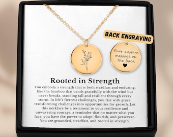 Personalized Bamboo Necklace: Inspirational Strength Gift