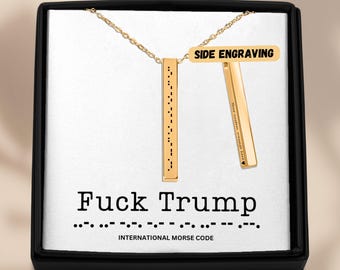 Morse Code 18k Gold Plated Necklace: Hidden Message Political Gift