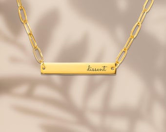 Dissent Necklace, 18k Gold Plated Stainless Steel, Feminist Gift