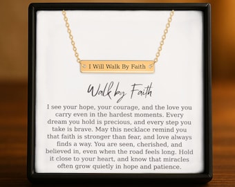 Personalized “I Will Walk by Faith” Necklace, 2 Corinthians 5:7,  Fertility Gift