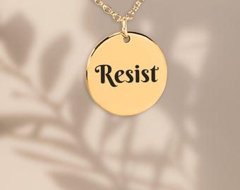Personalized Resist Necklace: Feminist Empowerment Gift