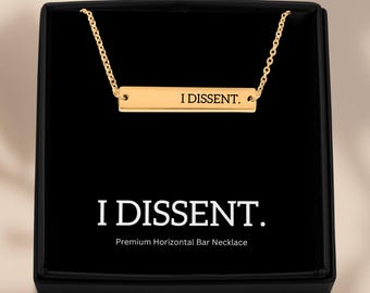 I Dissent Necklace: 18k Gold Plated Feminist Bar Necklace