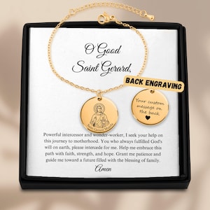 St. Gerard Majella Fertility Bracelet: Engraved Patron Saint Gift, 18k Gold Plated