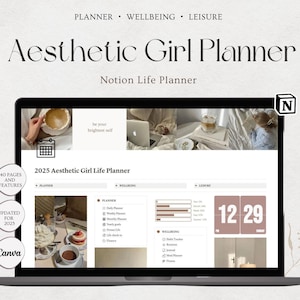 2025 Notion Life Planner, Aesthetic Girl Notion Template, It Girl, All in one Notion Planner, Notion Dashboard, Personal Planner ADHD