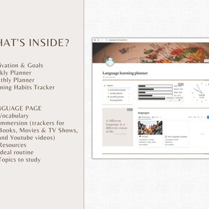 Language Learning Planner, Notion Template, Language Notion Planner ...