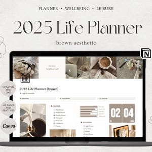 2025 Notion Life Planner, Notion Template, All in one Notion Planner, Notion Dashboard, Personal Planner ADHD Planner Brown Aesthetic