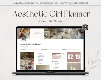 2026 Notion Life Planner, Aesthetic Girl Notion Template, It Girl, All in one Notion Planner, Notion Dashboard, Personal Planner ADHD