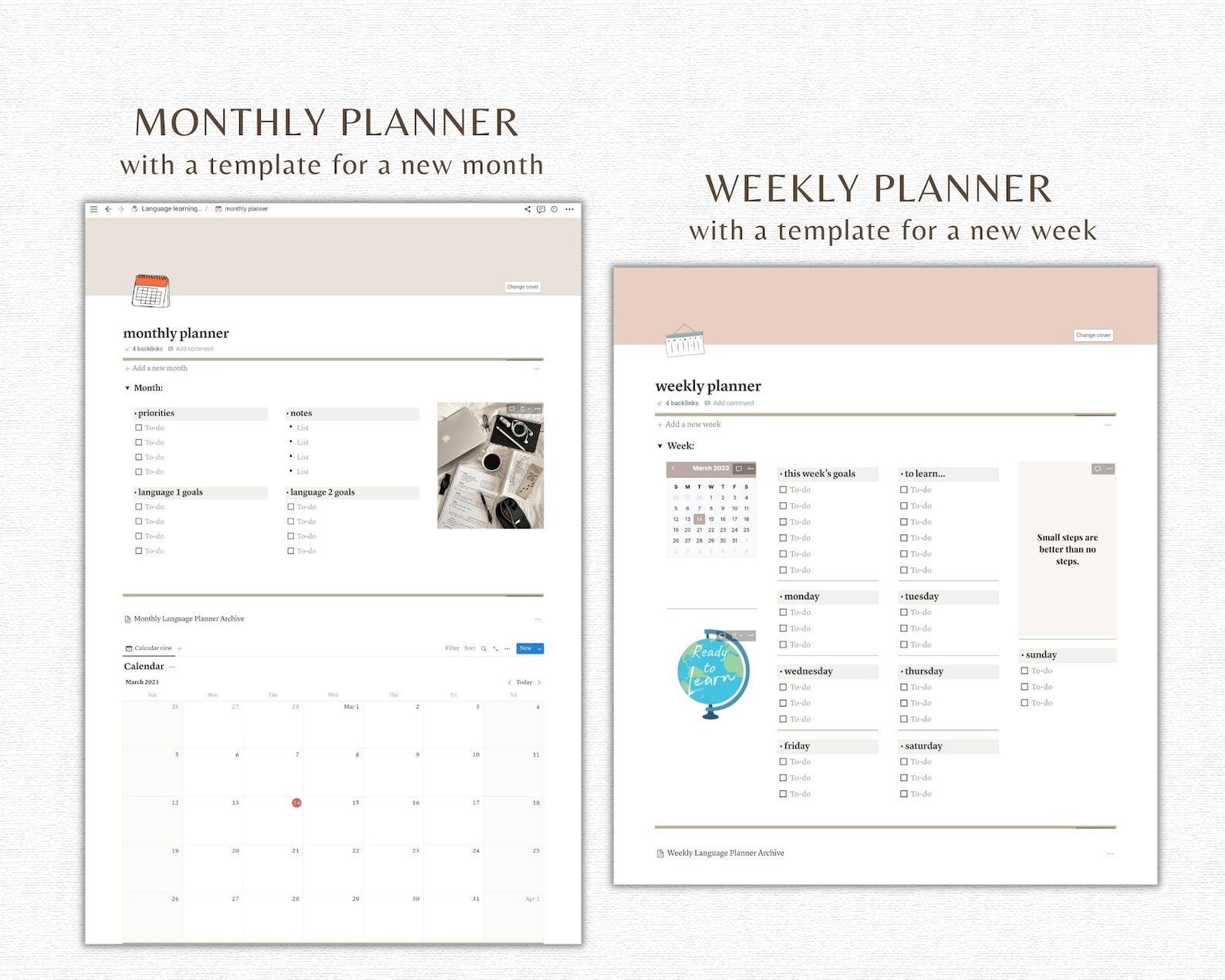 Language Learning Planner, Notion Template, Language Notion Planner ...