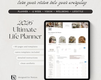 2026 ultimative Notion Life Planner All in One Notion Template ästhetisches Dashboard dass Mädchen Glow Up Planer ADHD