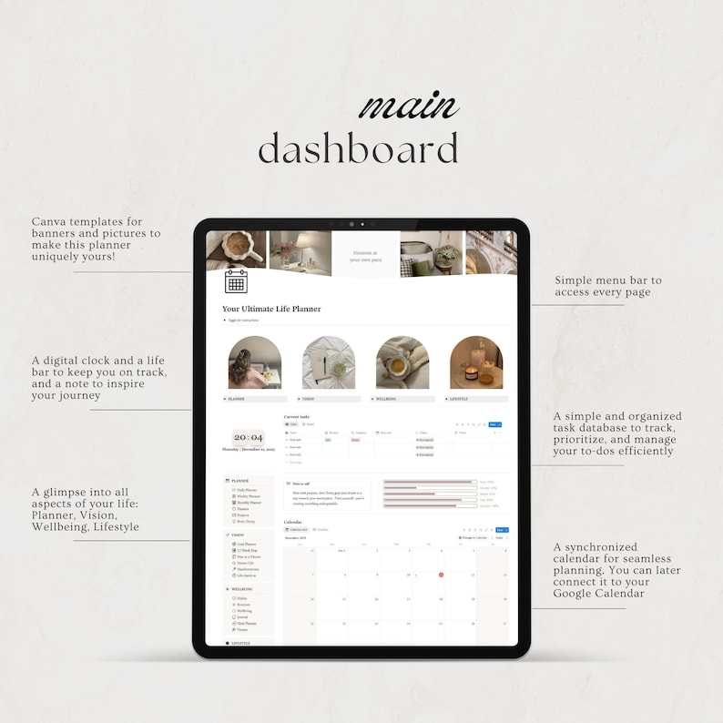 2026 Ultimate Notion Life Planner All In One Notion Template Aesthetic Dashboard That Girl Glow Up Planner ADHD image 3