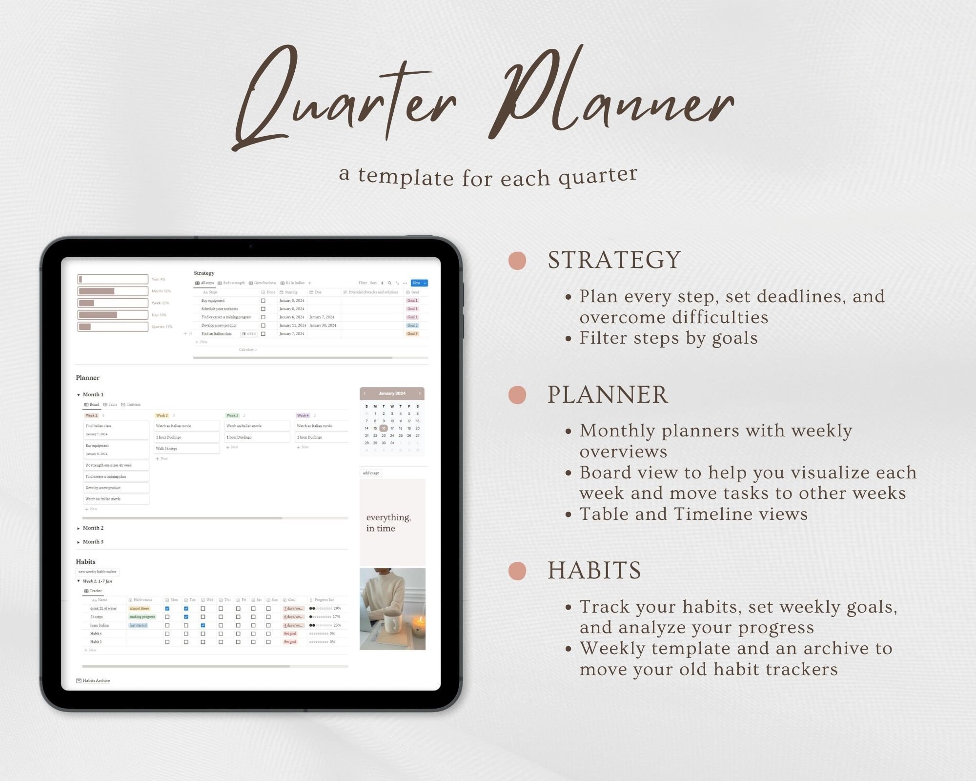 12 Week Year Notion Planner Notion Template 3 Month Goals Planner 2025 ...
