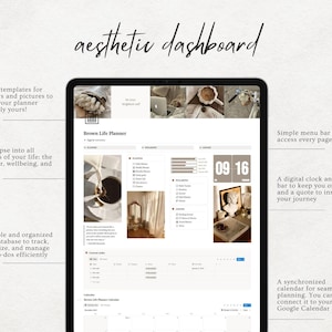2026 Notion Life Planner, Notion Template, All in one Notion Planner, Notion Dashboard, Personal Planner ADHD Planner Brown Aesthetic image 3