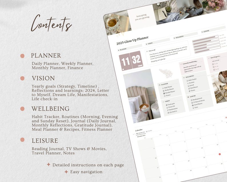 notion 2025 glow up planner life planner notion template notion dashboard 2025 digital planner ultimate notion all in one notion