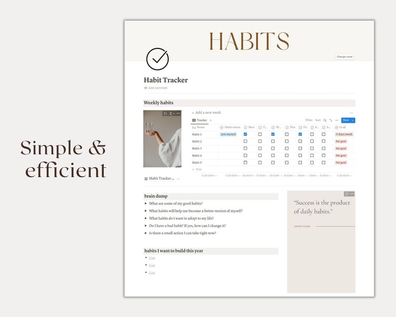 Notion Template Notion Habit Tracker Atomic Habits Weekly Etsy Australia