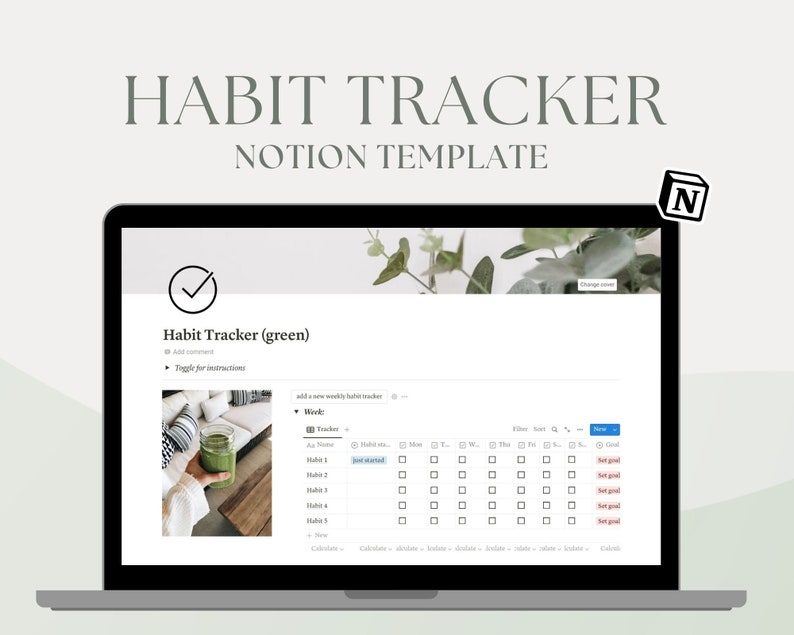 Notion Template Notion Habit Tracker Atomic Habits Weekly Etsy UK