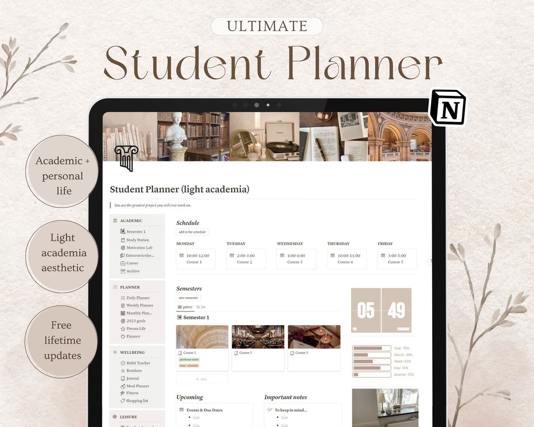 Notion Template Student Planner, Academic Planner, Notion Planner ...