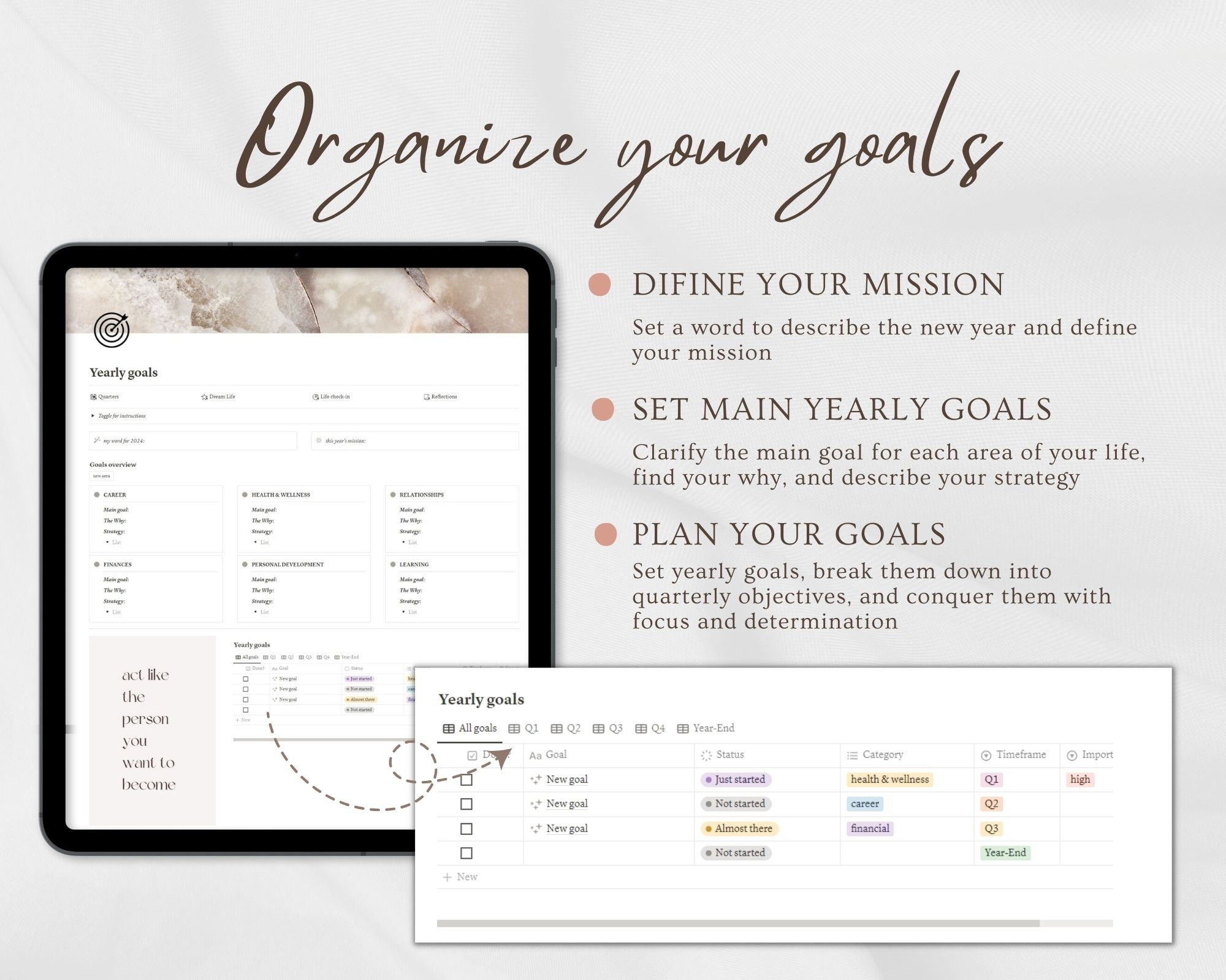 12 Week Year Notion Planner Notion Template 3 Month Goals Planner 2025 ...