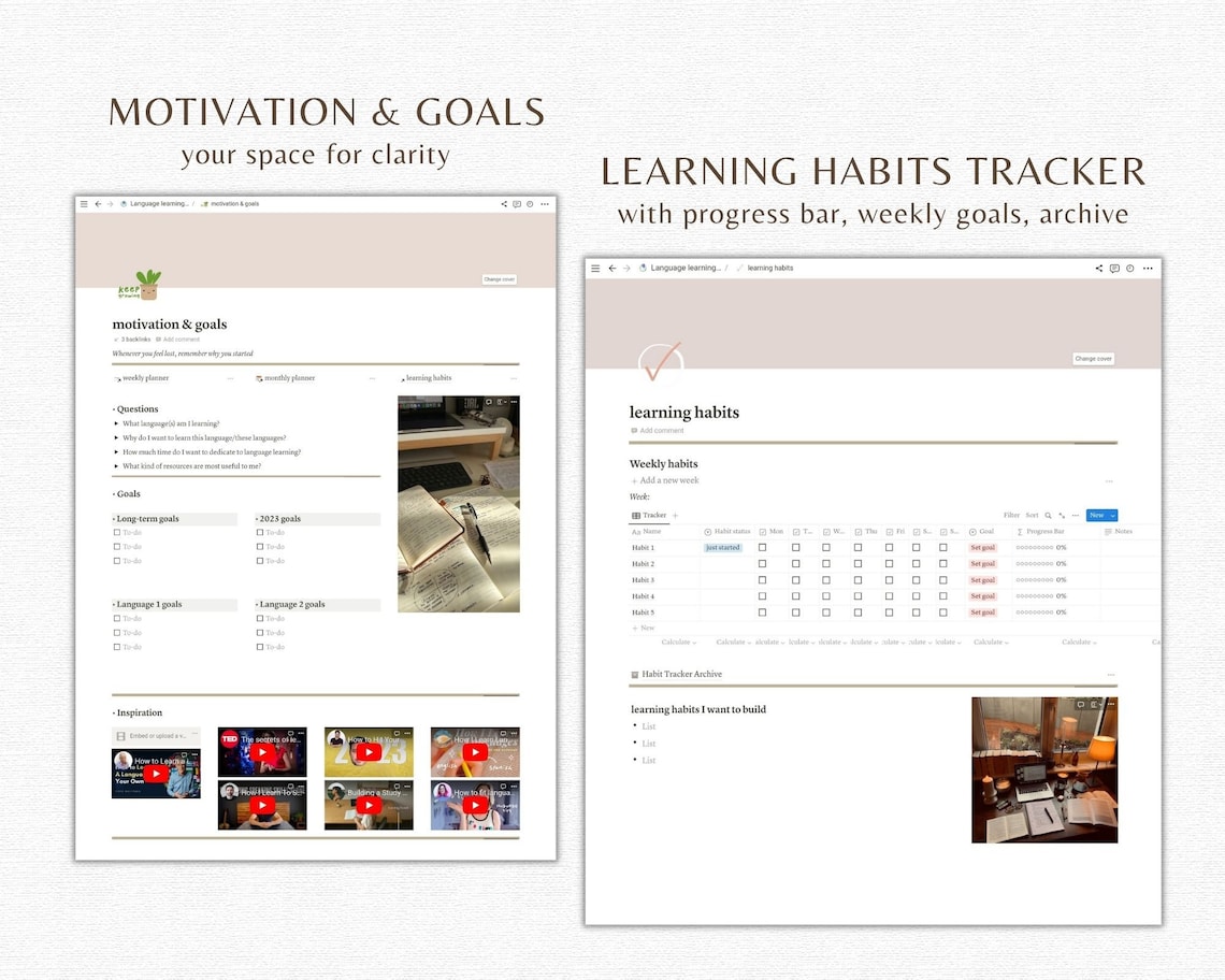 Language Learning Planner Notion Template Language Notion - Etsy