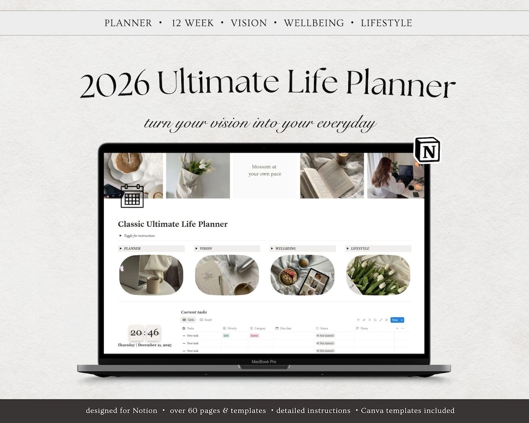 2026 Ultimate Life Planner Notion Template Aesthetic Notion Dashboard ...