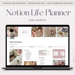 2026 Notion Life Planner, Notion Vorlage, Pink Aesthetic Notion Dashboard, dieses Mädchen, All in one Notion Planer, Personal Planer ADHD