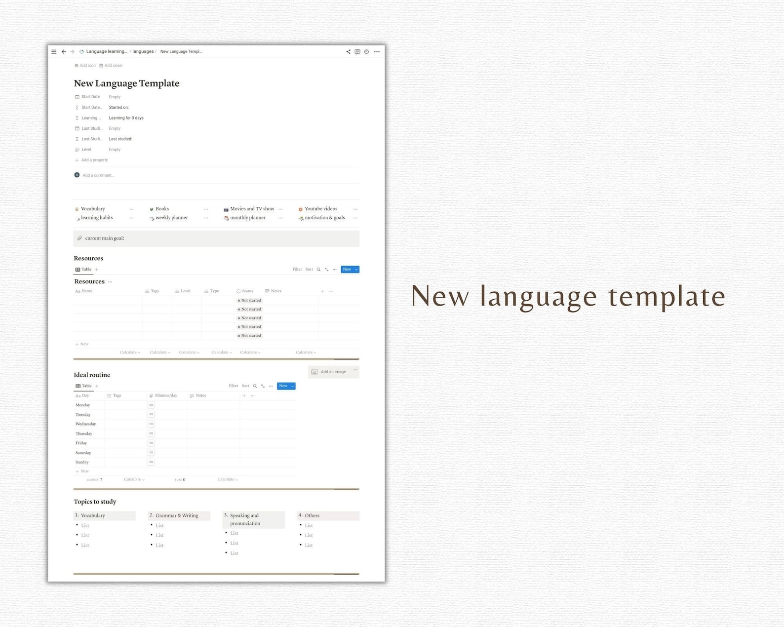 Language Learning Planner Notion Template Language Notion - Etsy