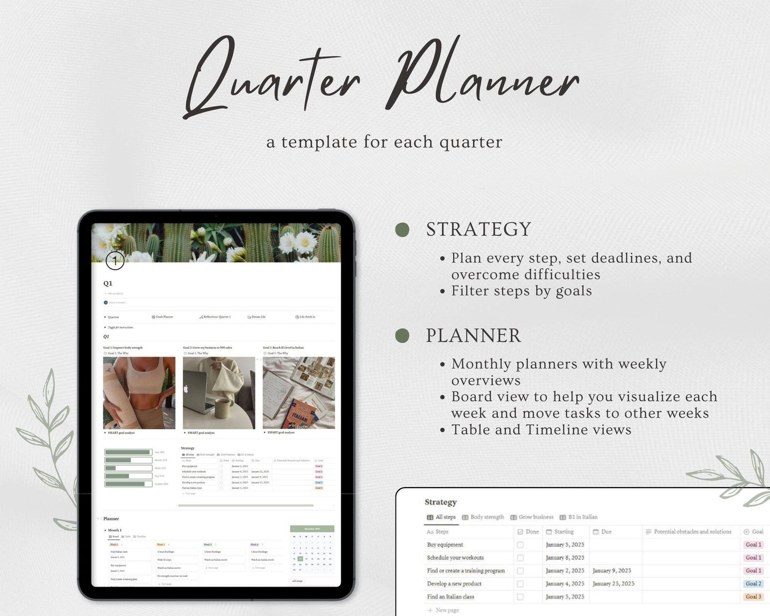 12 Week Year Notion Planner Notion Template 3 Month Goals Planner 2025 ...
