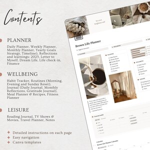 2026 Notion Life Planner, Notion Template, All in one Notion Planner, Notion Dashboard, Personal Planner ADHD Planner Brown Aesthetic image 2