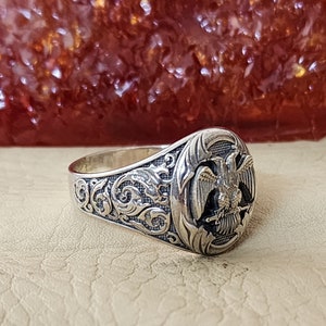 Double-Headed Eagle 925 Sterling Silver Men&#39;s Ring