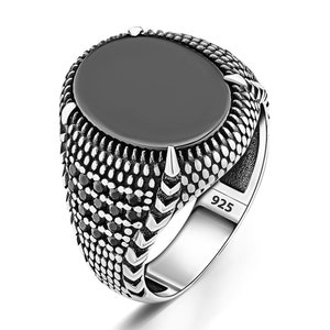 Handgemachter Silberring mit Onyx Stein, Herren Sterling Silber Ring, Herren Schmuck, Herren Schmuck, Herren Edelstein Ring