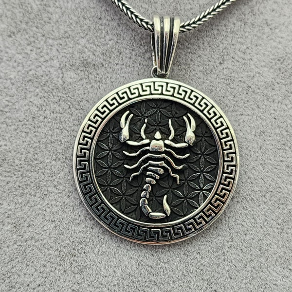 Skorpion handgemachte Sterling Silber Männer Charm Halskette, Skorpion Sternzeichen Männer Schmuck, Skorpion Anhänger, Horoskop Halskette, Tier Halskette